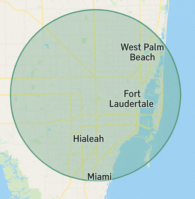 junk-removal-miami-map.jpg Junk removal service coverage map for Miami Lakes, Hialeah, and South Florida